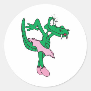 funny ballerina alligator classic round sticker