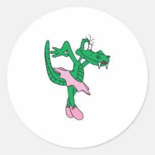 funny ballerina alligator classic round sticker