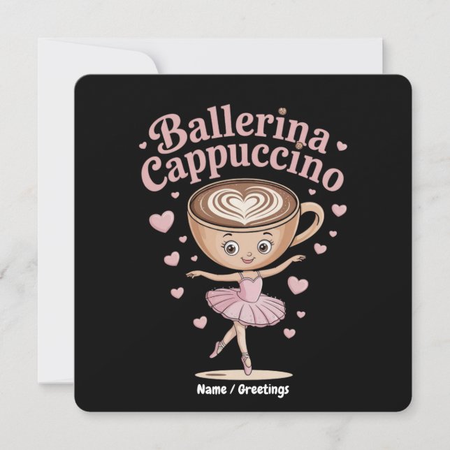 Funny Ballerina Cappuccina Italian Brainrot Meme  Invitation (Front)