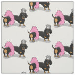 Funny Ballerina Princess Dachshund (black &amp; tan) Fabric