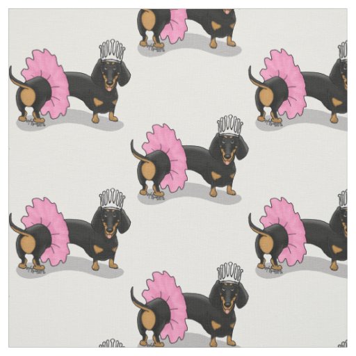 Funny Ballerina Princess Dachshund (black & tan) Fabric