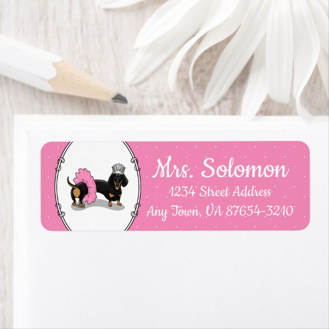 Funny Ballerina Princess Dachshund (black & tan) Label (Insitu)