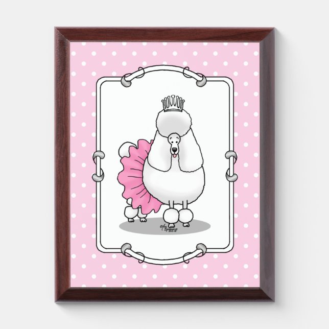 Funny Ballet Ballerina Princess Poodle Dog (white) Award Plaque (Vertical)