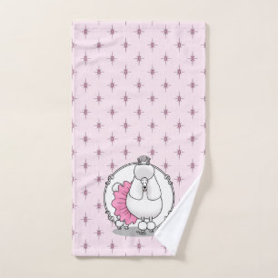 Funny Ballet Ballerina Princess Poodle Dog (white) Bath Towel Set