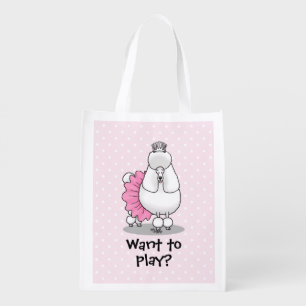 Funny Ballet Ballerina Princess Poodle Dog (white) Grocery Bag