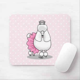 Funny Ballet Ballerina Princess Poodle Dog (white) Mouse Pad