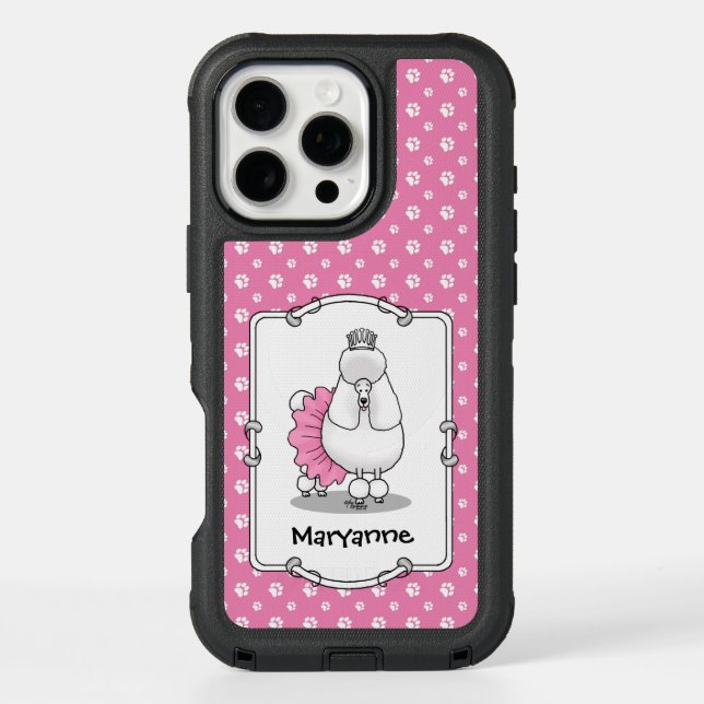 Funny Ballet Ballerina Princess Poodle Dog (white) Otterbox iPhone Case (Back)