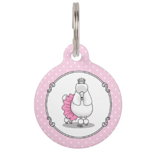 Funny Ballet Ballerina Princess Poodle Dog (white) Pet ID Tag