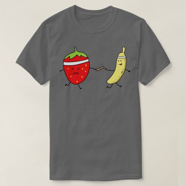 Funny Banana And Strawberry Run A Marathon  T-Shirt (Design Front)