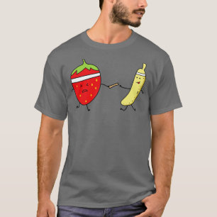 Funny Banana And Strawberry Run A Marathon  T-Shirt