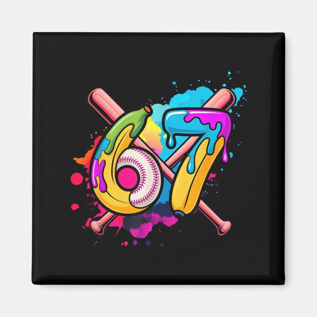 Funny Banana Baseball 67 Ice Cream Drip Meme  Magnet (Front)