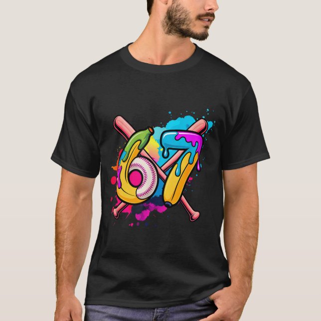 Funny Banana Baseball 67 Ice Cream Drip Meme  T-Shirt (Front)
