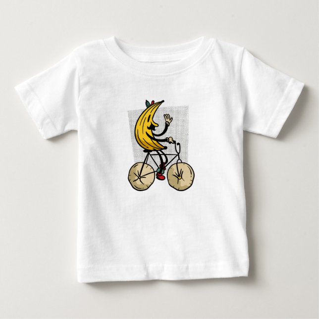 Funny Banana Biker Cartoon Design Baby T-Shirt (Front)