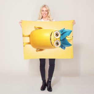 Funny banana character fleece blanket