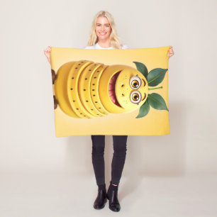 Funny banana character fleece blanket