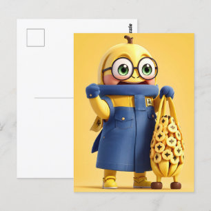 Funny banana character postcard