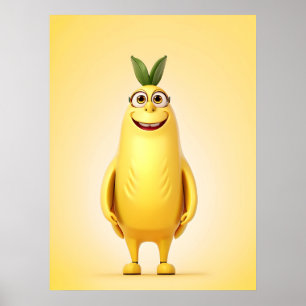 Funny banana character poster