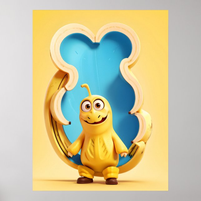 Funny banana character poster (Front)