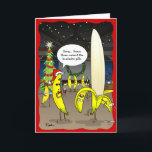 Funny Banana Christmas Cards | Holiday Greeting<br><div class="desc">Absolutely hysterical funny banana Christmas cards that will have family, friends and co-workers rolling on the floor laughing! You can even have fun changing the quote bubble text... The unique comic illustration created by Raphaela Wilson depicts 2 cartoon bananas talking at a Christmas party... One banana accidentally gives his buddy...</div>