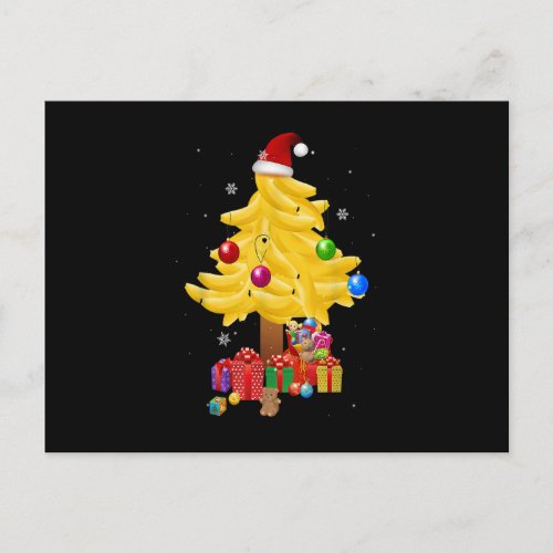 Funny Banana Christmas Tree Santa Hat Lights ornam Postcard