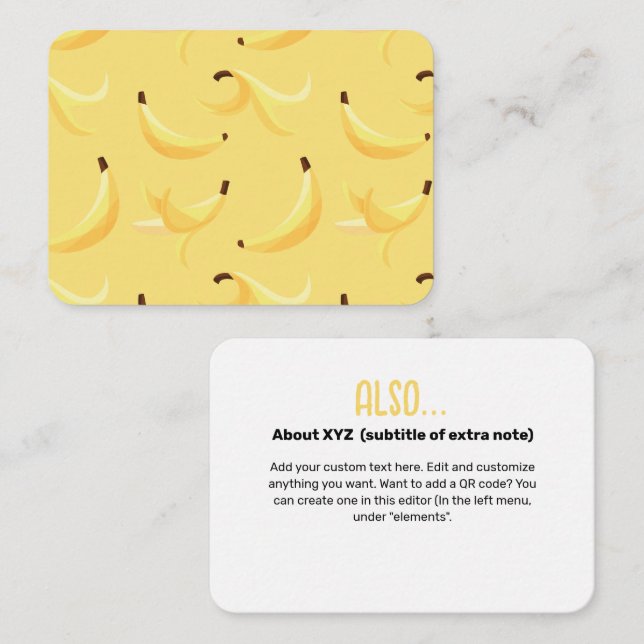 Funny Banana Party custom kit modern and editable Enclosure Card (Front/Back)
