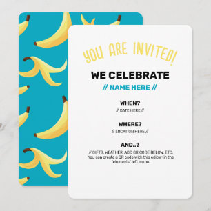 Funny Banana Party custom kit modern and editable Invitation