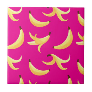 Funny Banana Party pattern colorful - editable Ceramic Tile