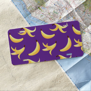 Funny Banana Party pattern colorful - editable License Plate