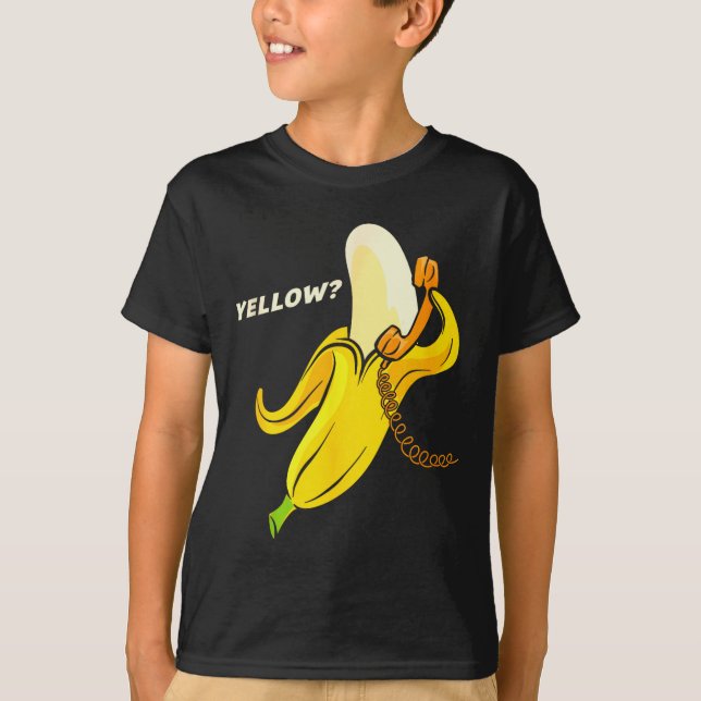 Funny Banana Phone - Yellow_ Hello_  T-Shirt (Front)
