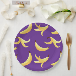 Funny Banana Pun Party pattern colorful - editable Paper Plates