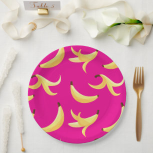 Funny Banana Pun Party pattern colorful - editable Paper Plates