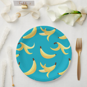 Funny Banana Pun Party pattern colorful - editable Paper Plates