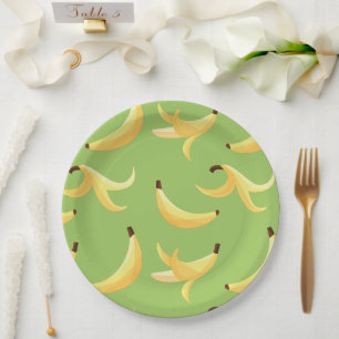 Funny Banana Pun Party pattern colorful - editable Paper Plates