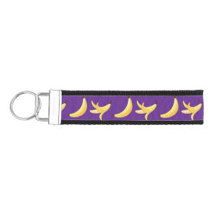Funny Banana Pun Party pattern colorful - editable Wrist Keychain