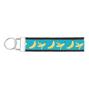 Funny Banana Pun Party pattern colorful - editable Wrist Keychain
