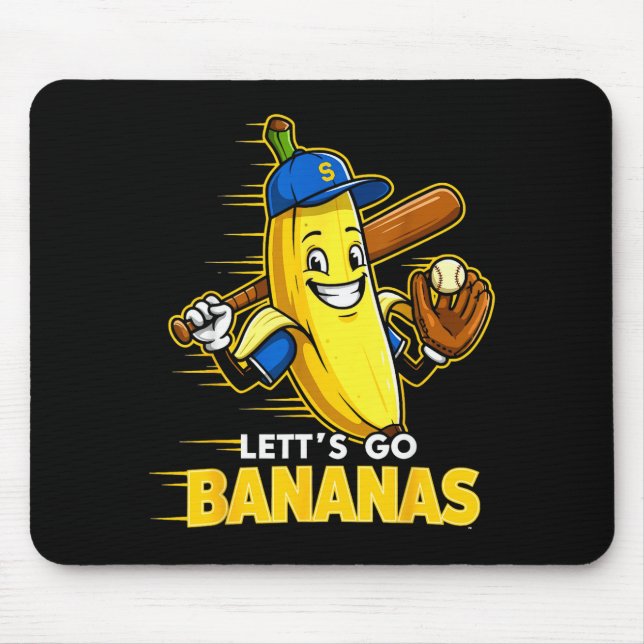 Funny Banana Shirts Gift Fruit Lovers Boys Lets Go Mouse Pad (Front)
