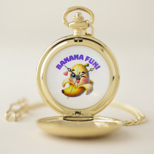 Funny Banana Winking Design for Fun and Playful Gi Pocket Watch