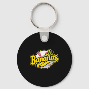 Funny Bananas Baseball Vintage Graphic Keychain