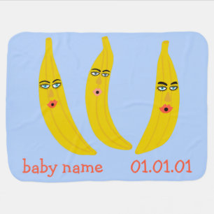 Funny Bananas CUSTOMIZABLE Baby Name Birthday Blanket