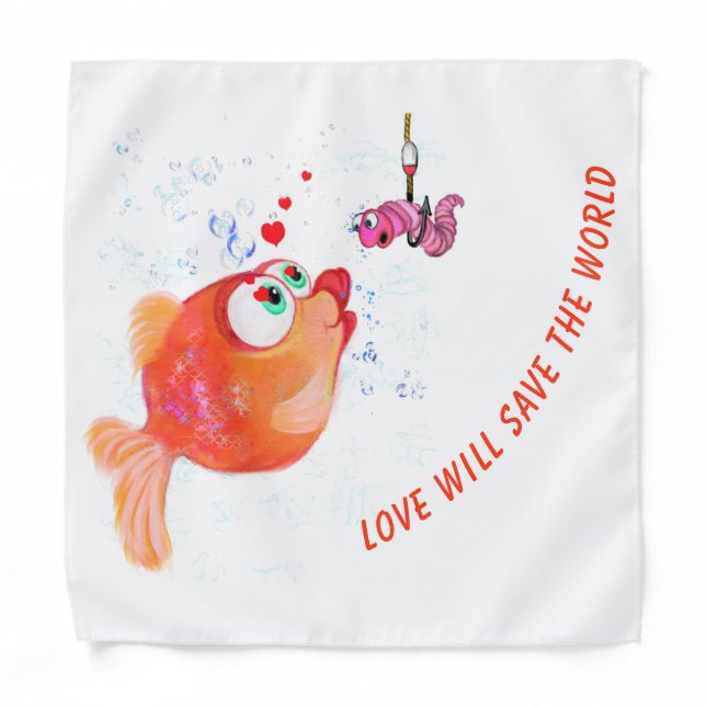 Funny Bandana with Happy Fish and Worm (Front)