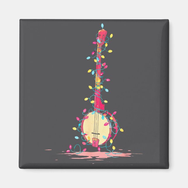 Funny Banjo Christmas Graphics Lights Lover Player Magnet (Front)
