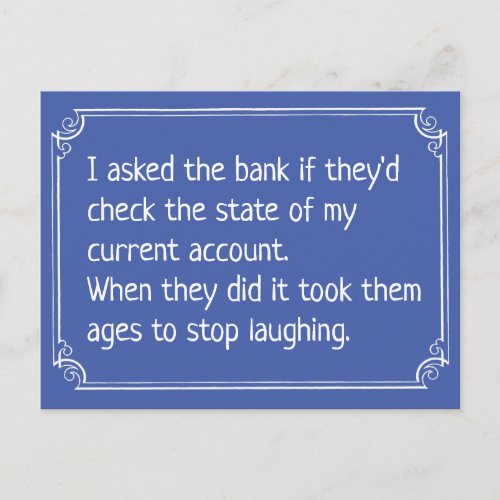 Funny Bank Current Account Joke Postcard