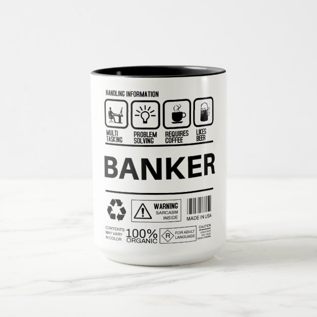 Funny Banker Handling Information Mug (Center)