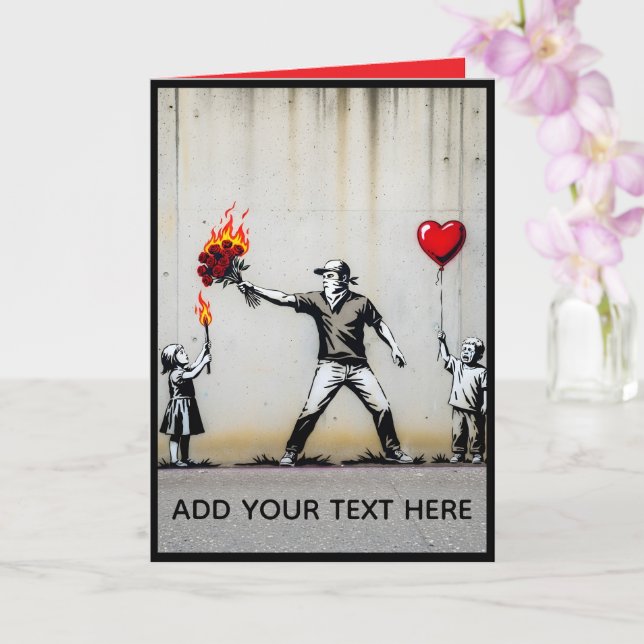 Funny Banksy Style Anti Valentine's Day Card (Orchid)