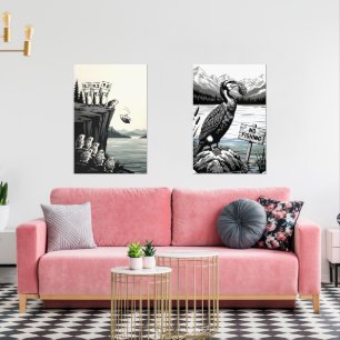 Funny Banksy Style Stencil Art Animal Wall Art Sets
