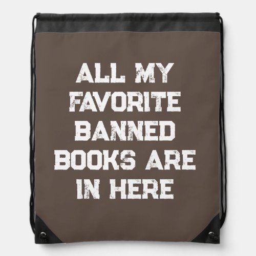 Funny Banned Books Typography Drawstring Bag