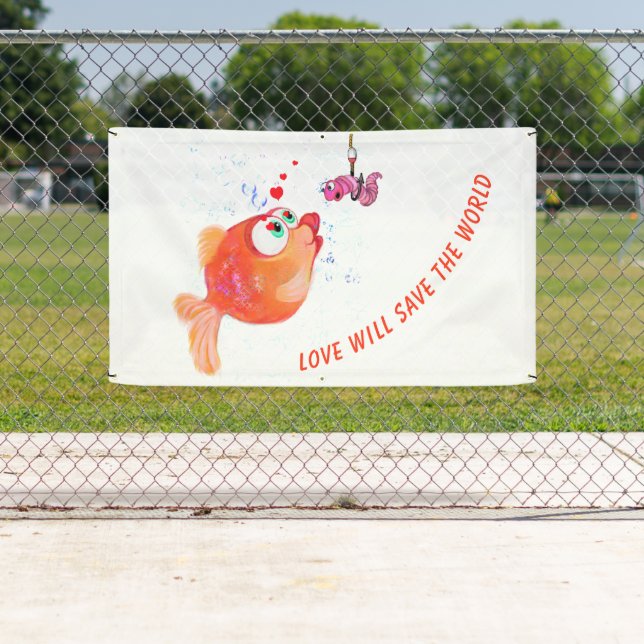Funny Banner Fish and Worm Banner - Custom Text (Insitu)