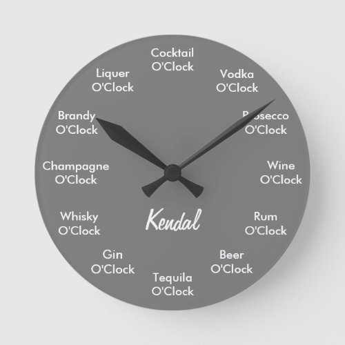 Funny Bar Alcohol Clock Personalized Gray