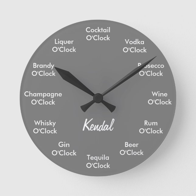 Funny Bar Alcohol Clock Personalized Gray (Front)