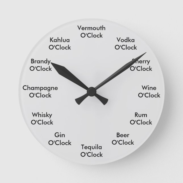 Funny Bar Clock Personalized Gray Wall Clock (Front)